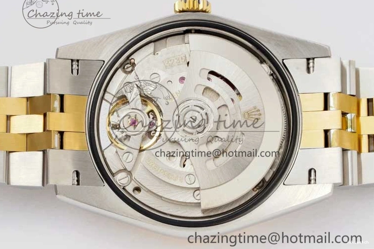 DIWF 904L SA3235 1:1 YG DateJust on Steel Bracelet Jubilee 36mm Best SS Markers Gray Dial Edition Green 0404